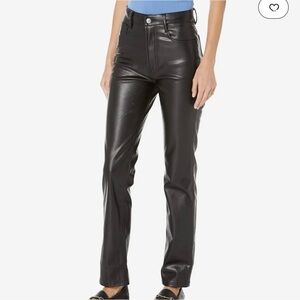 7 For All Mankind Black Faux Vegan Leather Slim/Skinny Pants